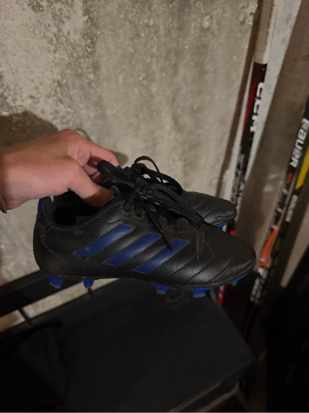 adidas Kids Black and Blue Soccer Cleats